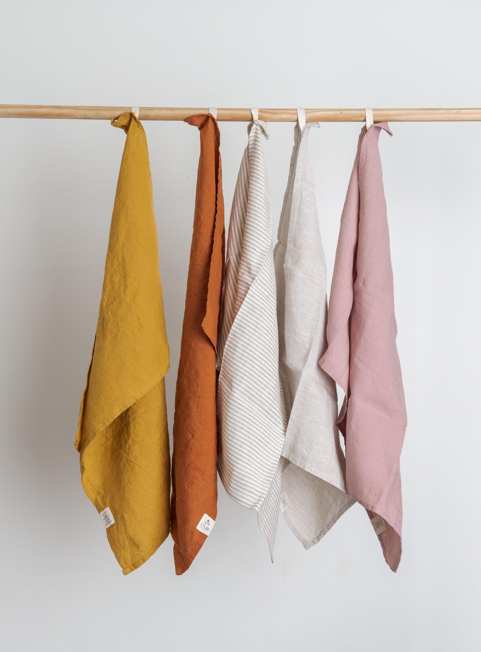 Pink linen tea discount towel