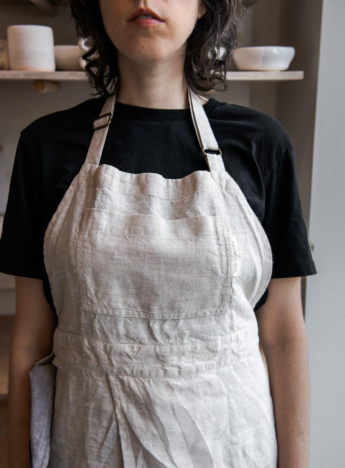 Split leg Potter's apron | Linen Aprons | Confetti Mill - Montreal